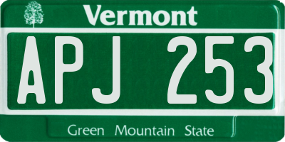 VT license plate APJ253