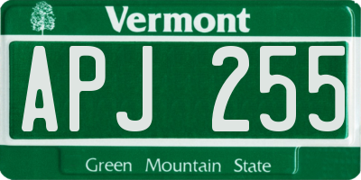 VT license plate APJ255