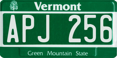 VT license plate APJ256