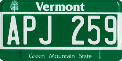 VT license plate APJ259