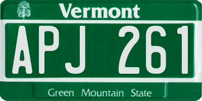 VT license plate APJ261