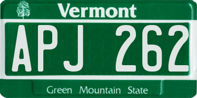 VT license plate APJ262