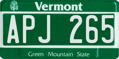 VT license plate APJ265
