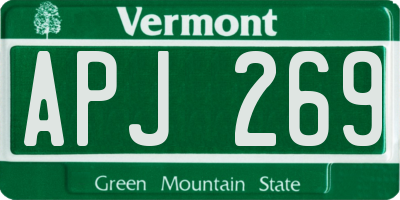 VT license plate APJ269