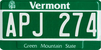 VT license plate APJ274