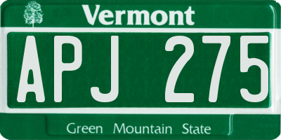 VT license plate APJ275