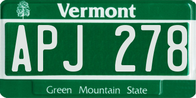 VT license plate APJ278