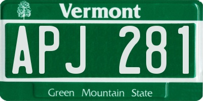 VT license plate APJ281