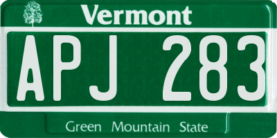 VT license plate APJ283