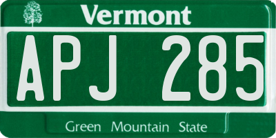 VT license plate APJ285