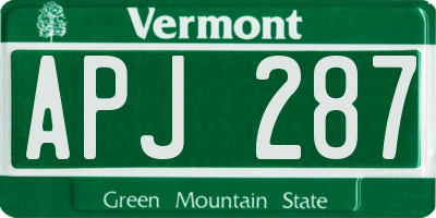 VT license plate APJ287