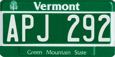 VT license plate APJ292
