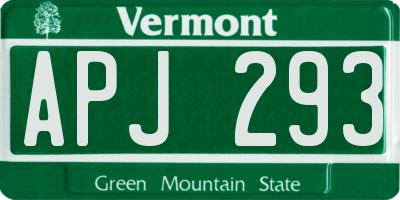 VT license plate APJ293