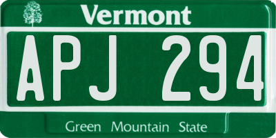 VT license plate APJ294