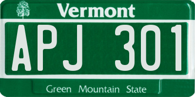 VT license plate APJ301