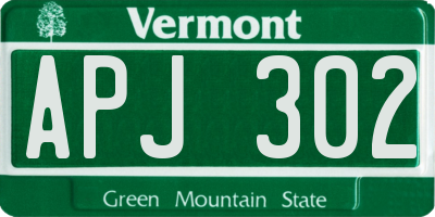 VT license plate APJ302