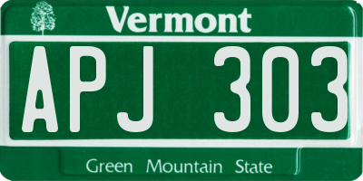 VT license plate APJ303