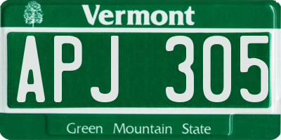 VT license plate APJ305