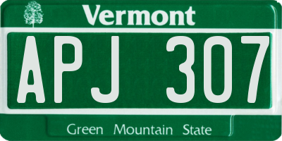 VT license plate APJ307