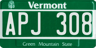 VT license plate APJ308