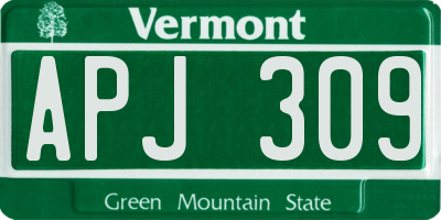 VT license plate APJ309