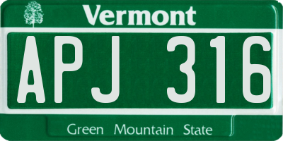 VT license plate APJ316