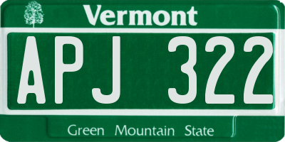 VT license plate APJ322