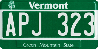 VT license plate APJ323
