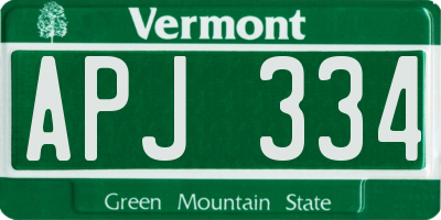VT license plate APJ334