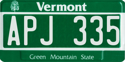 VT license plate APJ335