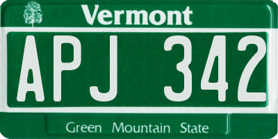 VT license plate APJ342