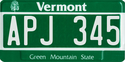 VT license plate APJ345