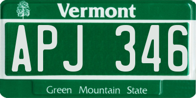 VT license plate APJ346