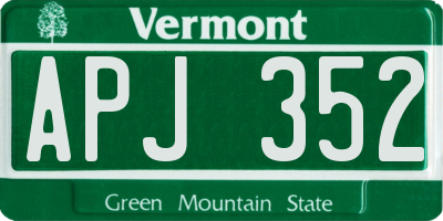 VT license plate APJ352