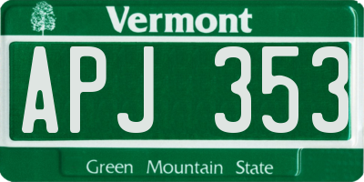 VT license plate APJ353
