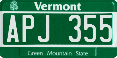VT license plate APJ355