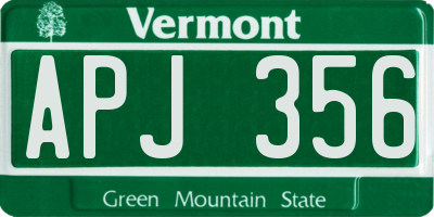 VT license plate APJ356