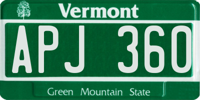 VT license plate APJ360