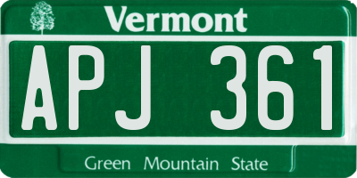 VT license plate APJ361
