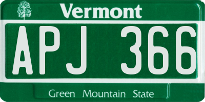 VT license plate APJ366