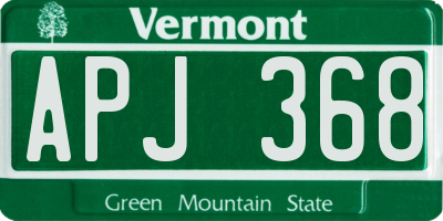 VT license plate APJ368