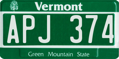 VT license plate APJ374