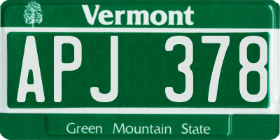 VT license plate APJ378
