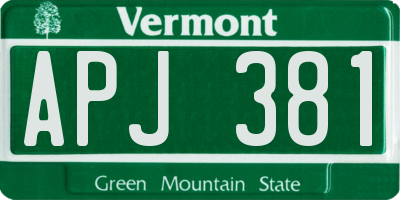VT license plate APJ381