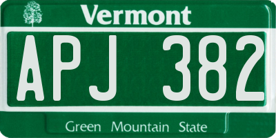 VT license plate APJ382