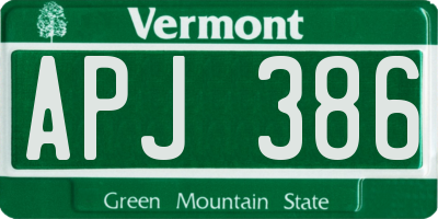VT license plate APJ386