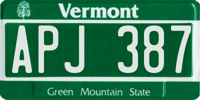VT license plate APJ387