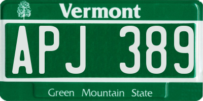 VT license plate APJ389