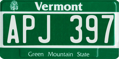 VT license plate APJ397