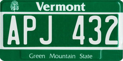 VT license plate APJ432
